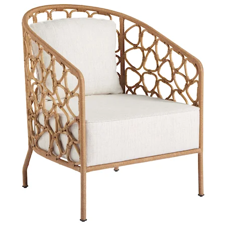 Pebble Accent Chair with Rattan